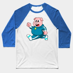 Pig at Fitness - Jogging with Jogging suit Baseball T-Shirt